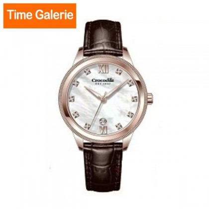 Crocodile CRDW6635.336M Brown Leather Strap with White DIal Analog Women Watch